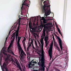 Guess Metallic Purple Shoulder Bag Soft Faux Leather 30×40 Great Condition